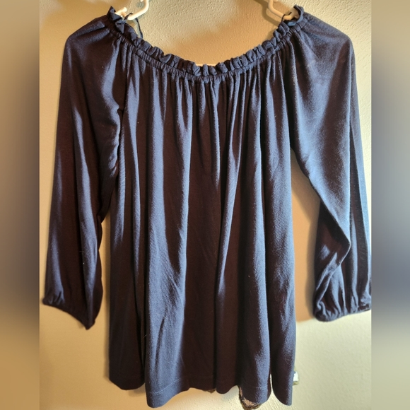 Lucky Brand Women's Embroidered Off The Shoulder 3/4 Sleeve Top Navy Size S NWT - Picture 5 of 7
